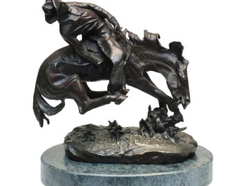 Frederic Remington "Outlaw" Bronze Sculpture Reproduction Marble Base