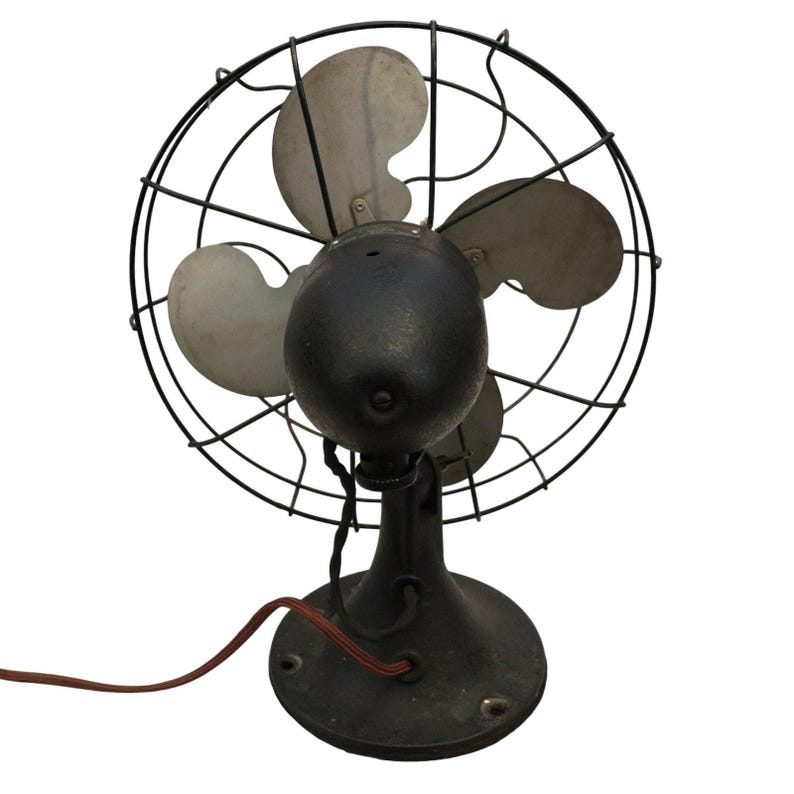 Ventilador oscilante vintage Emerson Electric 2450B de 10" con aspas metálicas, años 40. imagen 4