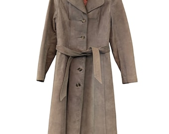 Trench vintage in pelle Lantry vintage grigio rosa Prodotto in Canada - pelle scamosciata