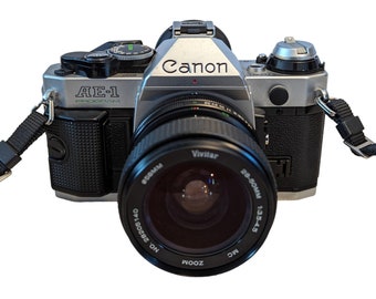 Canon AE-1 Program 35mm SLR Film Camera & Vivitar 28-50mm lens