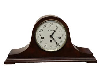 BULOVA Wood Mantle Clock West Germany Movement 340-020 w/KEY