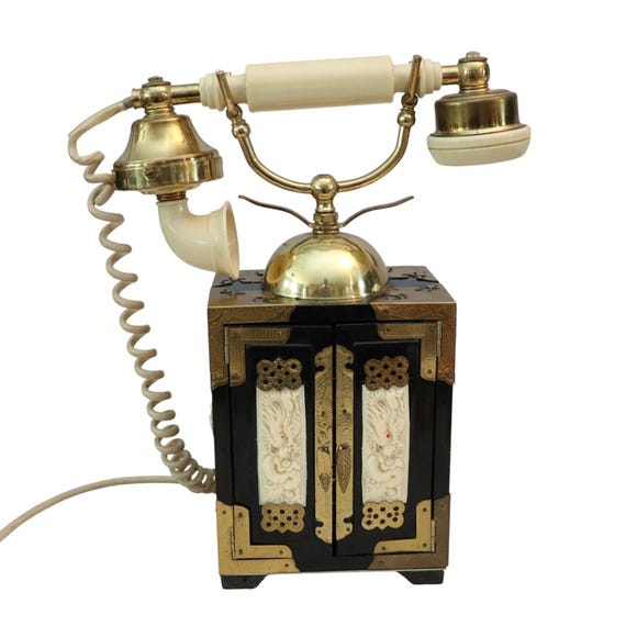 Vintage Dragon Oriental Rotary Desk Telephone in Cabinet Phone OKI