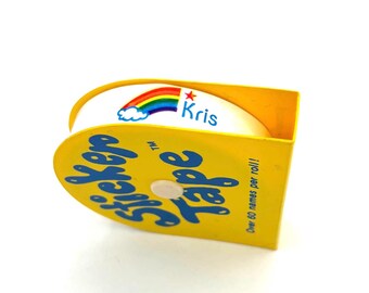 Vintage 80s Sticker Tape Personalized Name Kris Colorful Rainbow Cloud / Retro Cute Sticker Roll 60 Names Supply Stocking Stuffer
