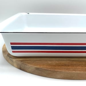 Vintage jaren 60 modern email Cathrineholm Celebration lasagnepan uit het midden van de eeuw