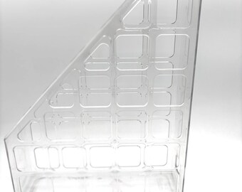 Vintage Eldon Clear Grid Magazine Mail Document Holder Filer Bill Organizer / Mid Century Modern Minimalist Kitchen Office Desk Decor