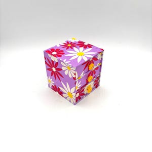 Vintage Handmade Purple Red White Groovy Flower Power Wood Small Jewelry Box / Retro 60s Hippie Boho Floral Trinket Bedroom Vanity Decor