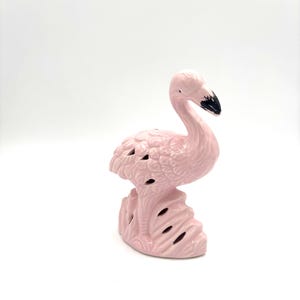 Vintage Art Deco Pink Flamingo Ceramic Bird Figurine / Retro Collectible Palm Springs Florida Home Decor