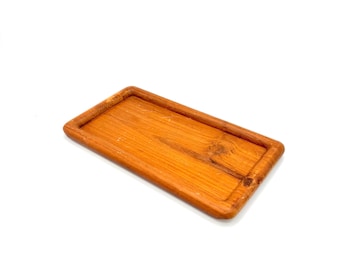 Vintage Mid Century Modern Teak Wood Karl Holmberg Cheese Appetizer Tray / MCM Cocktail Glass Pair Holder Barware