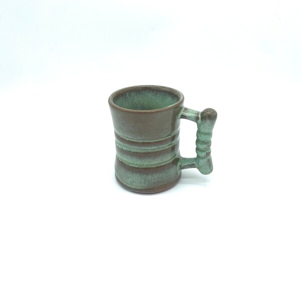 Vintage Retro Frankoma Green Brown Stoneware C3 Mug Coffee Cup / Collectible Unique Kitchen Decor Tea Beverage Drink Mug