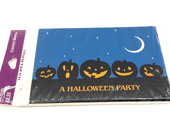 Inviti per feste di Halloween vintage con zucche intagliate / Inviti per eventi in costume "Dolcetto o scherzetto" in stile retrò anni '90