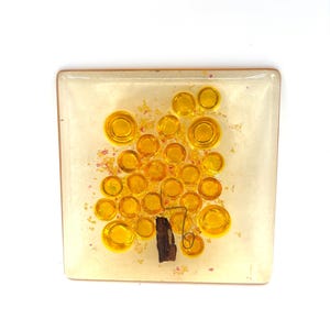 Vintage Mid Century Yellow Lucite Grapes Tree Trivet / MCM Thanksgiving Christmas Holiday Woodland Table Setting