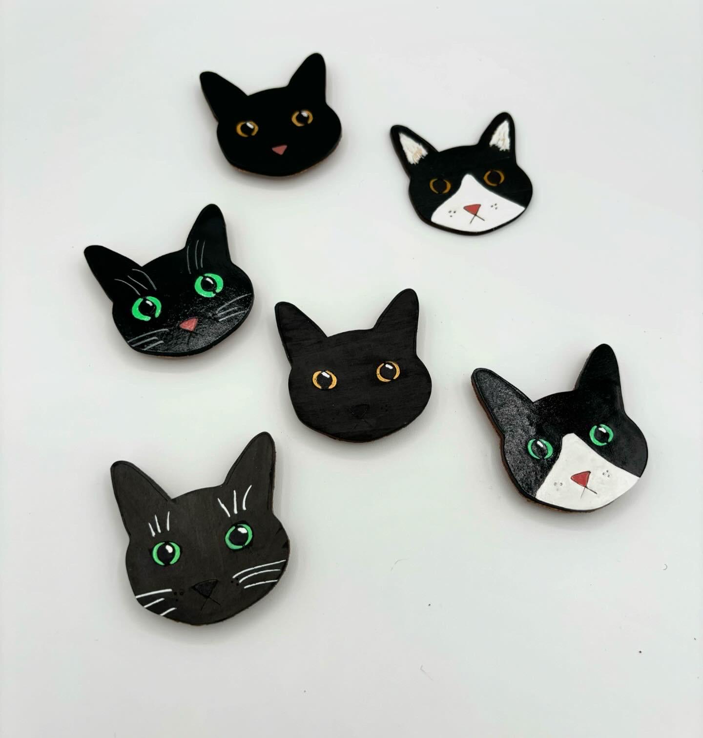 Black Cat Magnet Set / Handmade Gift for Cat Lover / Decorative Kitchen ...