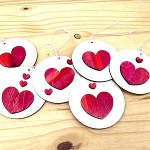 Unieke ombre harten familie houten ornament / handgemaakte valentijnskaart vakantie uniek cadeau / herdenkingsmunt aangepaste liefde rustieke kleine boom