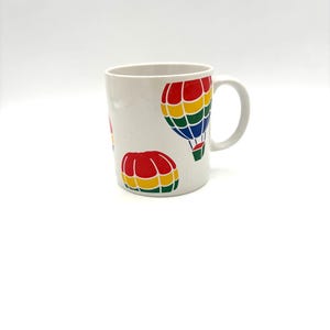 Vintage 80s Rainbow Hot Air Balloon Mug FTD Porcelain Ceramic Coffee Tea Drink / Retro Cute Drinking Cup Gift Present Stocking Stuffer