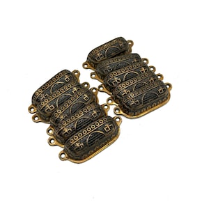 Vintage Authentic Antique Victorian Brass Handle Drawer Pulls Set of 10 / Retro Metal Ornate Circle Pattern Hardware Decoration Home Decor