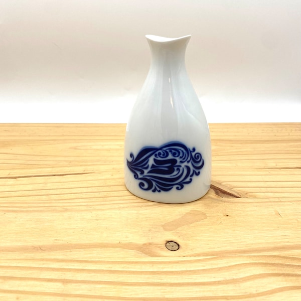 Vintage Modern Porsgrund Norway Bluebird Hope Small Ceramic Bud Vase / Retro Farmhouse Flower Vase Kitchen Dining Table Home Decor