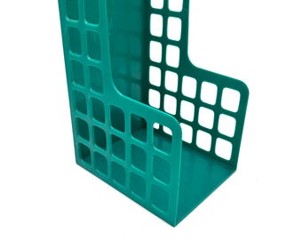 Vintage Oxford Decofile Teal Magazine Mail Document Holder Filer Bill Organizer / Mid Century Modern Minimalist Kitchen Office Desk Decor