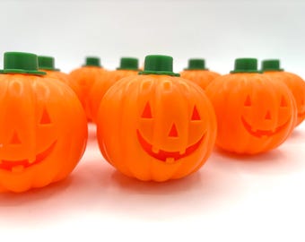Vintage Halloween Blow Mold Pumpkin Trick or Treat String Lights / Retro Orange Jack O Lantern Spooky Fun Decor Light Up