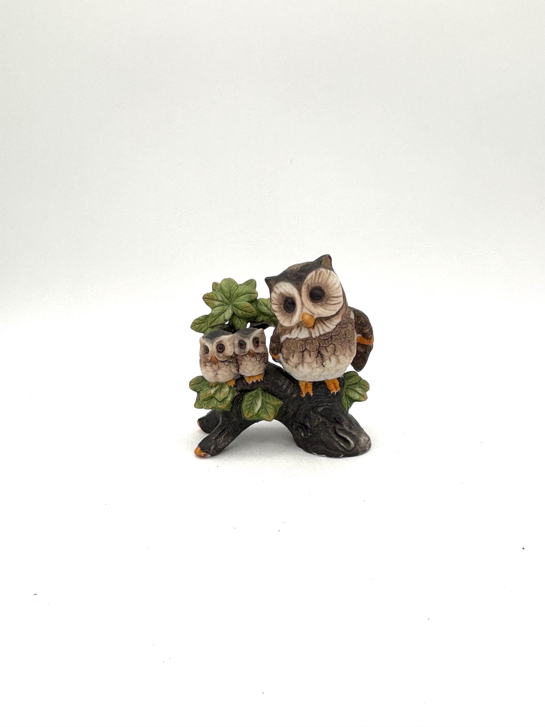 Vintage Ardco Ceramic Owl Babies Family Decorative Figurine Scuplture Statue / Retro Folk Art Bird A