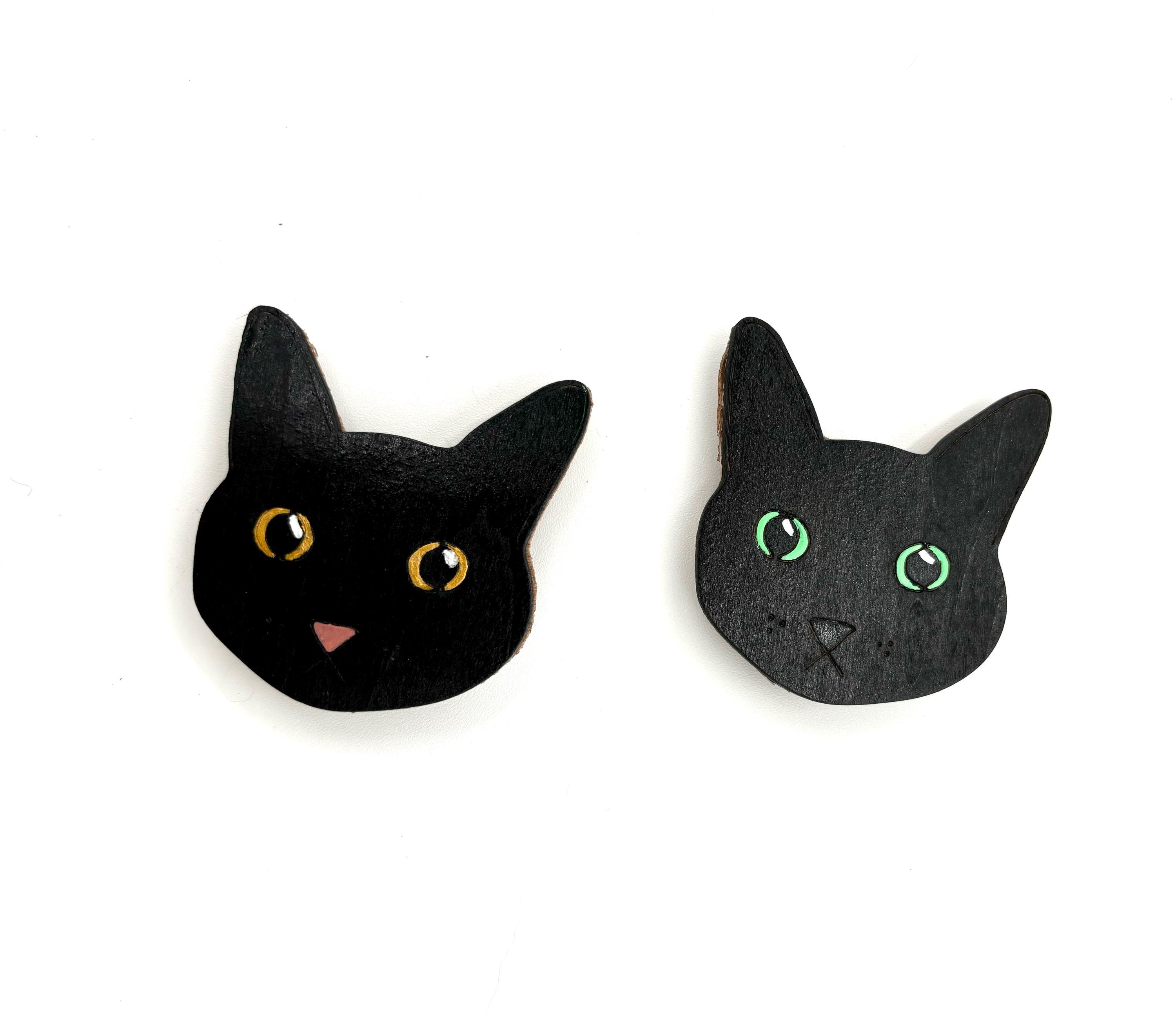 Black Cat Magnet Set / Handmade Gift for Cat Lover / Decorative Kitchen ...