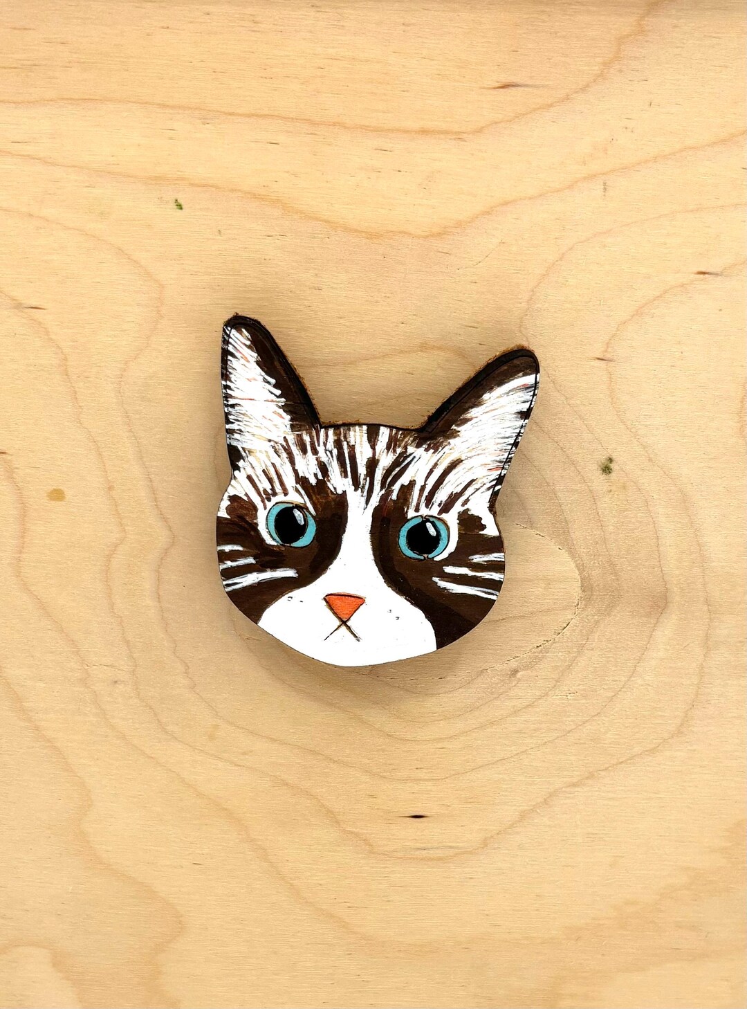 Hand Painted White Brown Ragdoll Cat Wood Fridge Magnet / Handmade Cat ...
