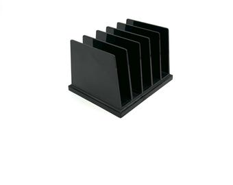Vintage Black Plastic Organizer Storage Mail Sorter by Rogers for Office Desk / Retro Minimalist Mail Document Record Holder Decor