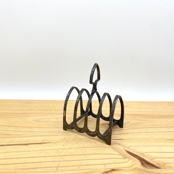 Vintage Antique Angle Plate Sheffield Silver Toast Rack Envelope Letter Holder / Gothic Unique Collectible Kitchen Decor