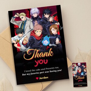 Tarjeta de agradecimiento de Demon Slayer, tarjeta de regalo de cumpleaños de Anime Demon Slayer, tarjeta de agradecimiento de Demon Slayer para amantes del manga, recuerdos de fiesta con temática de anime, etiqueta de manga