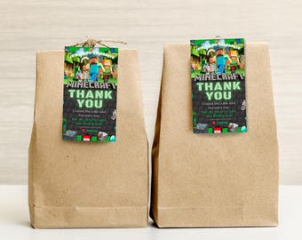 Minecrafter Birthday Thank you tag Minecrafter Canva tag Gamer Party favor tag Minecrafter theme Birthday tag Minecrafter Girl Thank you tag