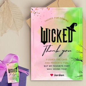 Editable Wicked Birthday Party Return Gift Wicked Inspired Party Favors Wicked Thank you card Wicked Goodie bag label Wicked Witch Gift card