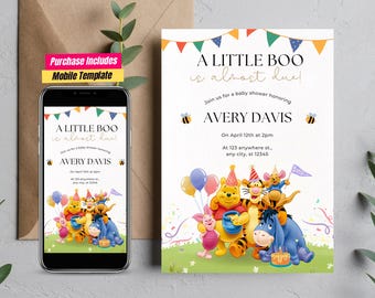 Winnie The Pooh Baby Shower invite Classic Winnie The Pooh Baby Shower Invitation, Baby Shower Winnie The Pooh Baby Shower Bundle Mom to be