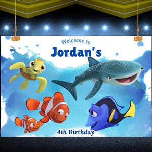 Finding Nemo-welkomstkaart Schattig onderwaterthema Handgemaakte Nemo-welkomstkaart Oceaanontwerp Levendig zeeleven Finding Dory-welkomstkaart