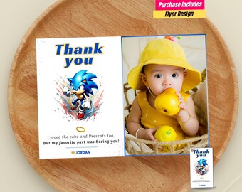 Super Sonic Photo thank you Gift card Sonic the HEDGEHOG thank you photo card Sonic invitation with photo Sonic gift card sonic gaming card