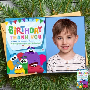 StoryBots Birthday thank you card with photo StoryBots thank you card Team 341B thank you card Story Bots thank you photo card StoryBots tag