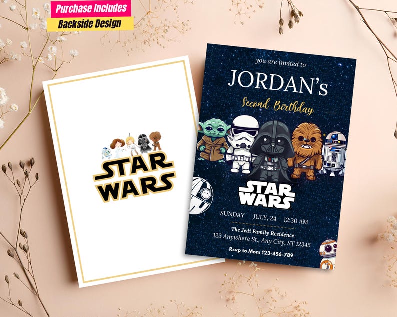 Star Wars Birthday Invitation With Photo Star Wars Party Invitation ...
