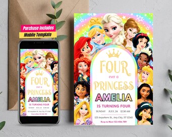 Vier ooit een prinses verjaardagsuitnodiging bewerkbare prinses verjaardagsuitnodiging verjaardagsuitnodiging prinsessen 4 ooit prinses verjaardag