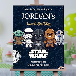 Cartel de bienvenida de Star Wars editable para fiesta de cumpleaños Invitaciones de Star Wars Plantilla de cartel de bienvenida de cumpleaños de Star Wars Invitación de bienvenida de Star Wars