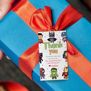 Superheroes Birthday return gift tag Superhero goodie bag label Superhero theme birthday party tag Superhero Printable tag Hero Template tag