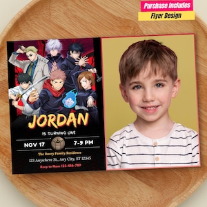 Anime Demon Slayer Photo Birthday Invitation Anime Party Invite with photo Demon Slayer Birthday Manga Inspired Birthday Demon Slayer card