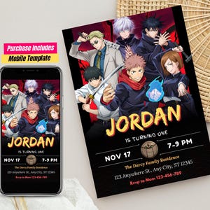 Editable Anime Demon Slayer Birthday Invitation Anime Party Invite Demon Slayer Party Invite Manga Inspired Birthday Demon Slayer Invite
