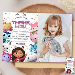 Gabbys-poppenhuis bedankkaart met foto Gabby's bedankje poppenfeest cadeaukaartje Gabbys-poppenhuis dankbaarheidskaart met foto Gabbys-cadeaukaartje