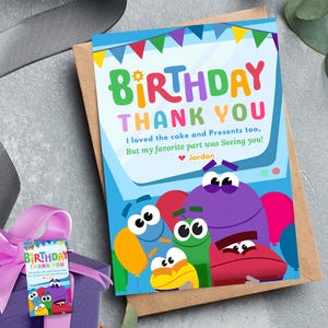 Tarjeta de agradecimiento de cumpleaños de StoryBots Tarjeta de agradecimiento de cumpleaños de Story Bots Tarjeta de agradecimiento Beep, Bing, Bang, Boop y Bo para el equipo 341B Fiesta de StoryBots