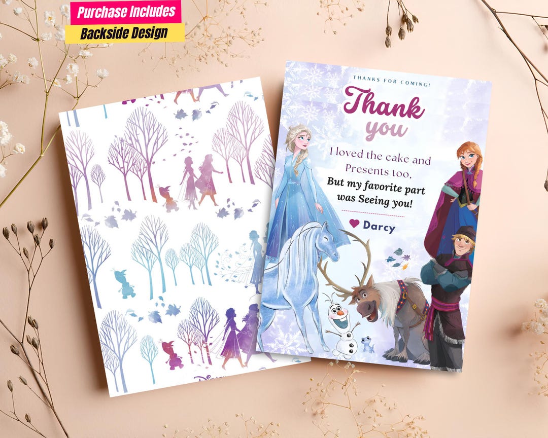 Frozen Thank You Card Princess Elsa Thank You Gifts Frozen Gift for ...