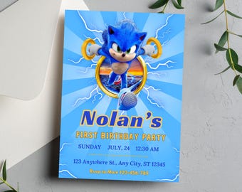 Sonic birthday invitation Awesome Sonic The Hedgehog Party Sonic the Hedgehog Invite Sonic Birthday Invitation Hedgehog Sonic Invitation