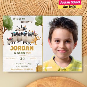 Shaun the Sheep Photo Birthday Invitation Animal Sheeps Party Invitation Shaun the Sheep ispirato Birthday Card con foto Pet Birthday Invitation