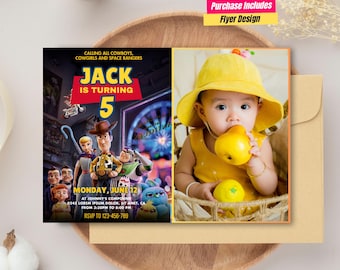 Toy Story Birthday Photo Card Printable Invitation for Toy Story Party Woody & Friends Birthday Celebration Toy Story 4 Birthday Invitation