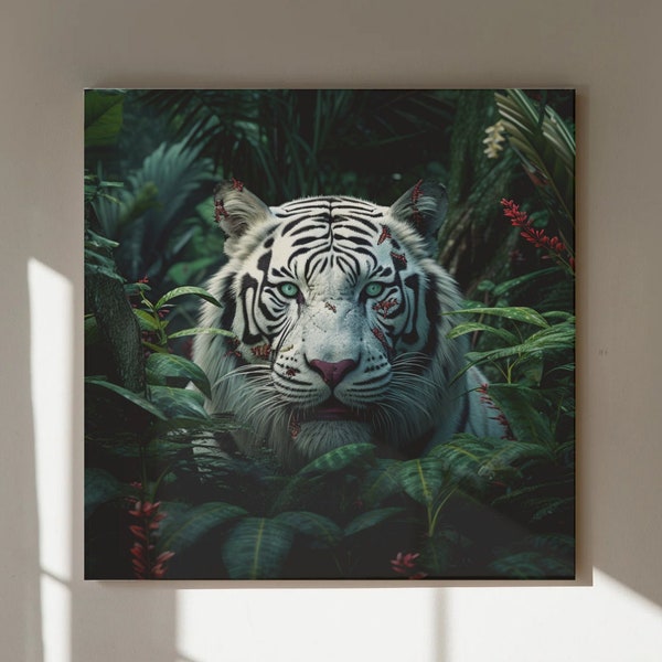 4 Instant Download Wall Art Images White Tiger Jungle digital print art gift printable download clipart PNG format 300 DPI