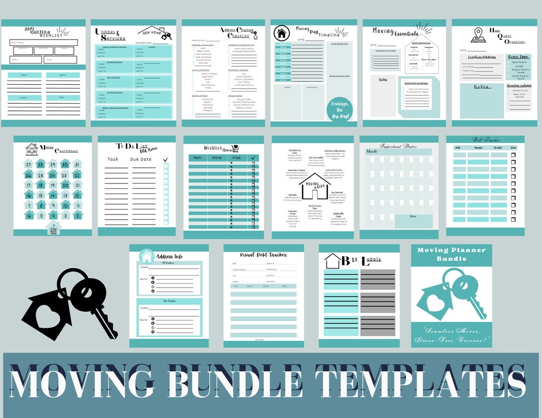 Moving Organizer, Moving Checklist Bundle, Printable Moving Planner ...
