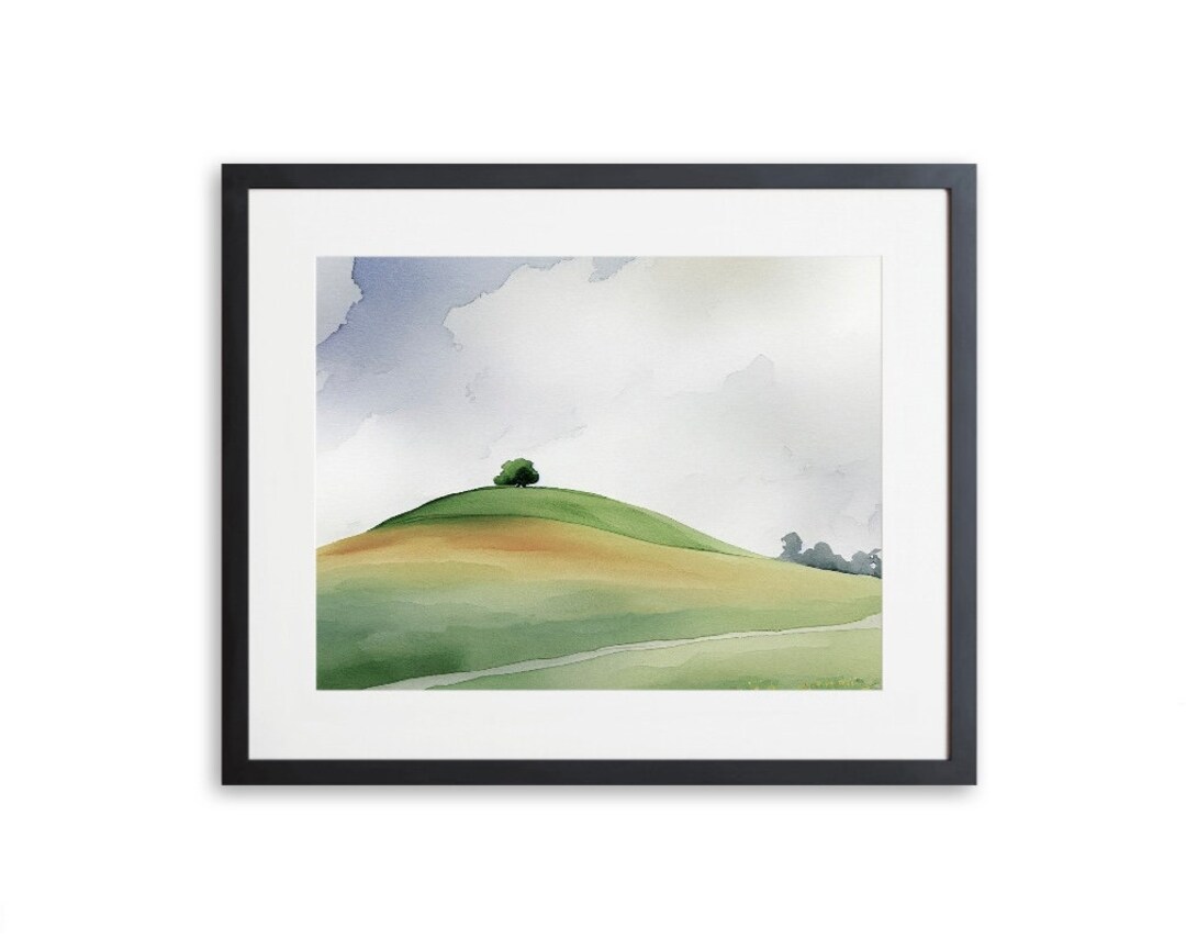 Rolling Hills Watercolor Painting PRINTABLE Wall Art Etsy