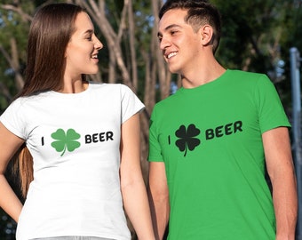 St. Patricks Day I LOVE BEER Tee Shirt, Funny Shirt for St. Patrick's Day, Clover Shirt, Shamrock Shirt for Drinking on St. Patrick's Day